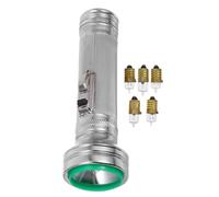 LALAFINA Portable Outdoor Flashlight Prop Flashlight Vintage Retro Classic Design Handheld Adjustable Brightness with Bulbs for Performances Silver Metal Iron