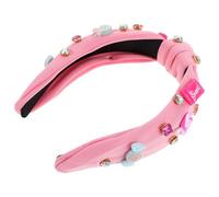LALAFINA Pretty Knotted Rhinestone Headband and Women, Non-slip Cloth Material, Quick Styling Solution, Sweet Pink Fashion Accessory for Occasions and Daily Wear