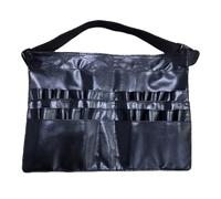LALAFINA Professional Makeup Pouch for Makeup Artists, Portable Pu Leather Cosmetic Waist Bag, Black Brush Storage Organizer that Protects from Damage, for On-the-go Use