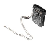 LALAFINA Punk Leather Wallet with Chain Gothic Skull Skeleton Design Multi-Layer Leather Purse Dirt-Proof Functional Features for Travel and Outdoor Sports