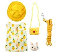 LALAFINA Rabbit Harness and Clothes Suit and Leash for Rabbit Cotton Yellow Metal Snap Fasteners and Squirrel Small PET Costume Accessory
