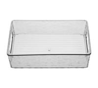 LALAFINA Rectangular Clear Plastic Storage Bin with Stylish Glacier Pattern Grey Organizer for Kitchen Refrigerator Pantry Space-Saving Home Storage Box for Bread Bottles and Deep Freeze