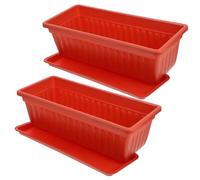 LALAFINA Rectangular Plant Pots Impact Resistant and Fade Proof 2pcs for Vegetables and for Home Gardening and Greening Engineering