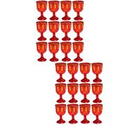 LALAFINA Red Plastic Goblet Cups 24 Pcs 40ml for Chinese Wedding Ceremonies | Stackable Lightweight Design, Polished Rounded Edges, Festive Table Setting for Sake, Espresso Shots