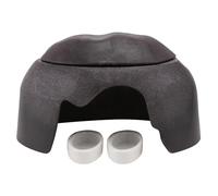 LALAFINA Reptile Hiding Cave with Ceramic Bowl, Spacious Plastic and Ceramic Tortoise Hide for Small Animals and Lizards, Smooth Borders for Comfortable Rest and Humidification