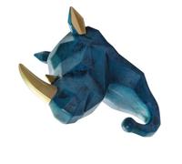 LALAFINA Rhino Head Resin Coat Hat Hook for Wall Storage | Blue Animal Shaped Design, Chic Decorative Accent, Practical Hanger for Coat Closet and Bathroom Wall