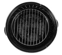 LALAFINA Roasted Sweet Potato Pan Enamel Cookware 1 Heat Uniform 2 Ergonomic Double Handles 3 Round Black Iron Roasting Dishes Oven Kitchen Supply for Cooking