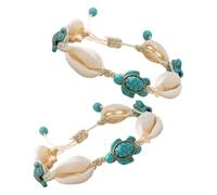 LALAFINA Sea Turtle Shell Bracelets Can Be Worn as Bracelet Or Anklet 2pcs Boho with Versatile Use Unique Ocean-inspired Beach Themed Jewelry for Outfits and Beach Vacations