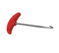 LALAFINA Shoelace Puller Tool Plastic and Metal Construction Red with Curved Grip Design and Finger Groove Handle to Reduce Hand Strain and Provide Anti-Slip Comfort, for Ice Skate Lace