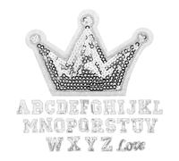 LALAFINA Silver Sequin Embroidered Alphabet Patches with Easy to Use and Versatile Application 56pcs Iron on Or Sew on Letters for Hats, Jeans, Dresses, Socks for Clothing Projects