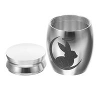 LALAFINA Small Stainless Steel Bunny Urn for Pet Ashes, Mini Keepsake Memorial Container, Silver Metal Rabbit Ashes Holder for Home Display and Remembrance