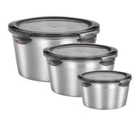 LALAFINA Stainless Steel Containers with Lid Set, 600ml 1100ml 2200ml Capacity 3pcs Sturdy 304 Stainless Steel and Material, Good Sealing Effect for Kitchen Storage and Tea