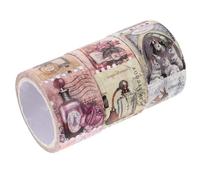 LALAFINA Stamp Washi Tape Set 3 Rolls, Vintage Floral Adhesive Stickers for Journaling, Scrapbooking and Planner Decoration, 25Mm X 5M Random Style