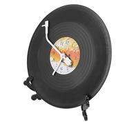 LALAFINA Standing Desk Clock Vinyl Record Retro Style 12-Inch White Hands Decorative Clock for Living Room and Office Shelf Display