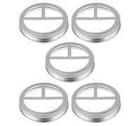 LALAFINA Toothbrush Holder Lids Bathroom Organizer Covers 5 Pcs Stainless Steel round 86mm Multifunctional with Elegant Minimalist Design, Silver for Wide Mouth Jars