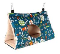 LALAFINA Triangle Cotton Bird Hammock for Cage Hanging Parrot Nest Thickened Sleeping and Rest Place Suitable for Birds in Cage Blue Colour