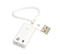 LALAFINA USB Sound Card Adapter with Cable Virtual Channel for Laptops and Notebooks White Compatible with Speakers and Headsets LED Indicators Driverless Operation