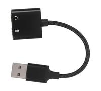 LALAFINA USB to Headset Audio Adapter Aluminium Alloy and Pvc Material with Two-in-one Design External Sound Card Converter for Enhanced Audio Compatible with Smartphone and Computer