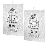 LALAFINA Vacuum Compression Storage Bags Pe and Pa Material 2pcs with Hook and Zip Design, Portable for Clothes and Bedding for Travel and Closet Space Saving