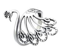 LALAFINA Vintage 1 Adjustable Copper Peacock Ring for Women Sturdy Knitting and Crocheting Accessory Ethnic Style with Unique Ancient Charm Silver Classic Designed Random Color