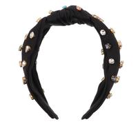 LALAFINA Vintage with Broad Cloth Band for Women Black Knotted Headband Elegant Hair Accessory for Wedding and Party Occasions