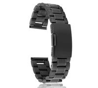 LALAFINA Watch Band Sturdy Black Metal Strap Stainless Steel with Solid Links 20mm and Straight End Includes 2pcs Spring Bars for Easy and Quick Replacement for Men for Wrist Strap