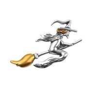 LALAFINA Witch Riding Broom Small Size for Women Brooch Pin Silver Alloy Chic and Unique Costume Prop Decoration for Party and Banquet Accessories