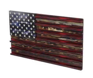LALAFINA Wooden American Flag Coin Display Stand with Multiple Rows for Showcasing Challenge Coins and Awards, Star Pattern Wood Holder for Holidays and Special Occasions