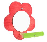 LALAFINA Wooden Bird Mirror Training Decompression to Stress with Plum Blossom-shaped Perch Stand Stylish and Bird Cage Accessories for Parrot and Parakeet for Home Or Use
