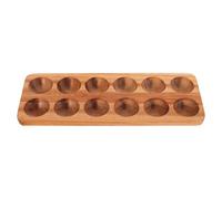 LALAFINA Wooden Egg Storage Rack 12 Slots Acacia Wood Kitchen Countertop and Refrigerator Egg Holder Tray Organization