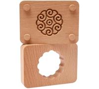 LALAFINA Wooden Moon Cake Molder with Distinctive Pattern and Wear Resistance, Handmade Pastry Mold for Cake Making and Baking, Khaki Double-Layer Design Home Baking Accessory