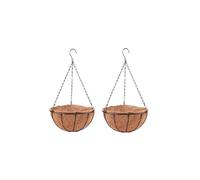 LaLaGreen Hanging Baskets for Plant Outdoor (2 Pack, 20 Inch) Extra Large Black Metal Wire Hanging Planter with Coco Liner Round Flower Pot Holder Hanger Deck Porch Modern Garden Balcony Country Decor