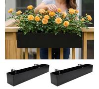 LáLáGreen Railing Planter, 2 Pack, Black, Metal, Rust Resistant, Rectangular, Window Mount, 76.2x10.16x76.2 Centimetres