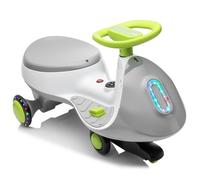 LALAHO 12V Electric Wiggle Car for Kids, 2-in-1 Ride on Toy, Grey & White | Rechargeable Battery Swing Car, Electric & Manual 2 Modes, Anti-Rollover, 360° Steering, Bluetooth, Flashing Wheels