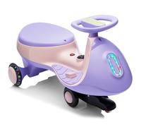 LALAHO 12V Electric Wiggle Car for Kids, 2-in-1 Ride on Toy, Purple & Pink | Rechargeable Battery Swing Car, Electric & Manual 2 Modes, Anti-Rollover, 360° Steering, Bluetooth, Flashing Wheels