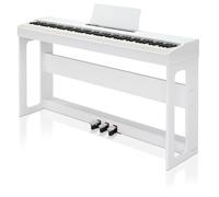 LALAHO 88 Key Weighted Action Keyboard Piano Digital Piano with Bluetooth & MIDI, Dual Keyboard Mode, Split/Touch/Transpose, Electric Keyboard with Headphone, Sticker, Dust Cover, Music Clip(White)