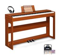LALAHO Digital Piano 88-Key Weighted Action Electric Piano with 3-Pedal Unit, Double Bluetooth, Split/Touch/Transpose Control Functions(Natural)
