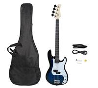 LALAHO Electric Bass Guitar, Full-Size 4 String Bass Guitars Beginner Kit with Gig Bag, Shoulder Strap, Cable Accessories for Starter, Professionals & Adults (Blue)