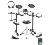 LALAHO Electric Drum Kit, Electronic Drum Kit with USB MIDI, Type-C Charging, Built-in Metronome, Record & Headphone Mode, Sticks, Stool, 150 Sounds, 64 Polyphony,10 Demos & 10 Kits for Beginner