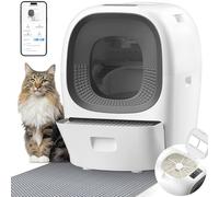 LALAHOME 80L Auto Refill Self-Cleaning Litter Box AI Electric Litter Tray Automatic for Multiple Cats, Rake Design ScoopFree, Safety Sensors, Anti-Leakage, Odor Control, 5G WiFi App