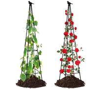 Lalahoni 2 Pack Garden Trellis for Climbing Plants Outdoor Indoor, 67inch Tall Metal Obelisk Rose Trellis for Climbing Plants Support Vegetable Peas Beans Cucumber Trellis, Lightweight, Black