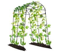 Lalahoni Garden Arch Trellis for Climbing Plants Outdoor, 7.8 Feet Tall Metal Large Archway Arbor Trellis Vine Plant Vegetables Squash Pumpkin Peas Beans Cucumber for Garden Raised Bed, Black