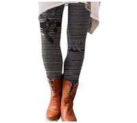 Lalaluka Women's Warm Slim Trousers Skinny Stretch with Cat Stripes Print Winter Leggings Women's Trousers Yoga Pants Tights Trousers, black, M