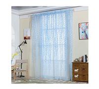 Lalang 1pcs Leaf Tulle Voile Curtains Sheer Curtains Window Balcony Room Decoration Curtains (blue)