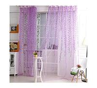 Lalang 1pcs Leaf Tulle Voile Curtains Sheer Curtains Window Balcony Room Decoration Curtains (purple)