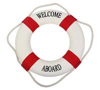 Lalang Decorative Welcome Aboard Nautical Lifebuoy Ring Wall Hanging Home Decoration (Dia 25cm, Red)