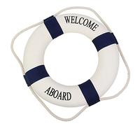 Lalang Decorative Welcome Aboard Nautical Lifebuoy Ring Wall Hanging Home Decoration (Dia 30cm, Blue)