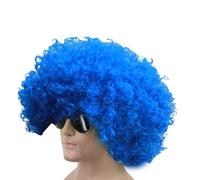 Lalantopparties Blue Fancy Hair Wig Curly Clown Funky Disco Malinga Wig For Men And Women For Celebration, DJ Party, IPL Matches, Fancy Dress and Birthday Party, Pack of 1