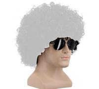 Lalantopparties Curly Clown Funky Disco Afro Malinga Wig Joker Fancy Wig For Men And Women Halloween, Fancy Dress, Dj, Ipl Matches Celebration, Birthday, Bachelor Party Celebration (Colour White)