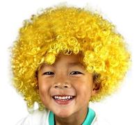 Lalantopparties Gold Fancy Hair Wig Curly Clown Funky Disco Malinga Wig For Men And Women For Celebration, DJ Party, IPL Matches, Fancy Dress and Birthday Party, Pack of 1